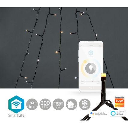LED Outdoor Christmas Curtain 200xLED/8 functions 5x4m IP65 Wi-Fi Tuya warm-to-cool white