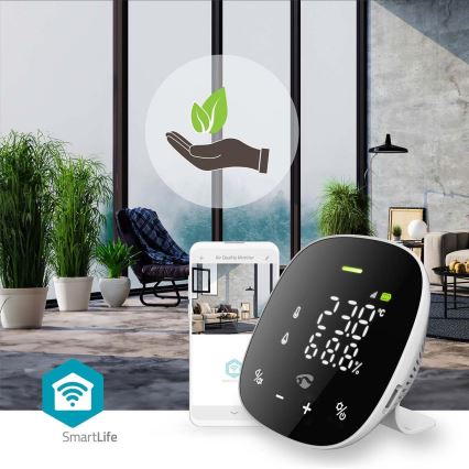 Smart air quality monitor with LED display SmartLife Wi-Fi