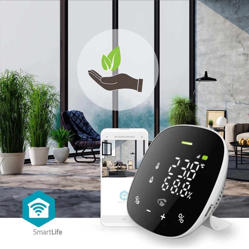 Smart air quality monitor with LED display SmartLife Wi-Fi