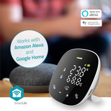 Smart air quality monitor with LED display SmartLife Wi-Fi