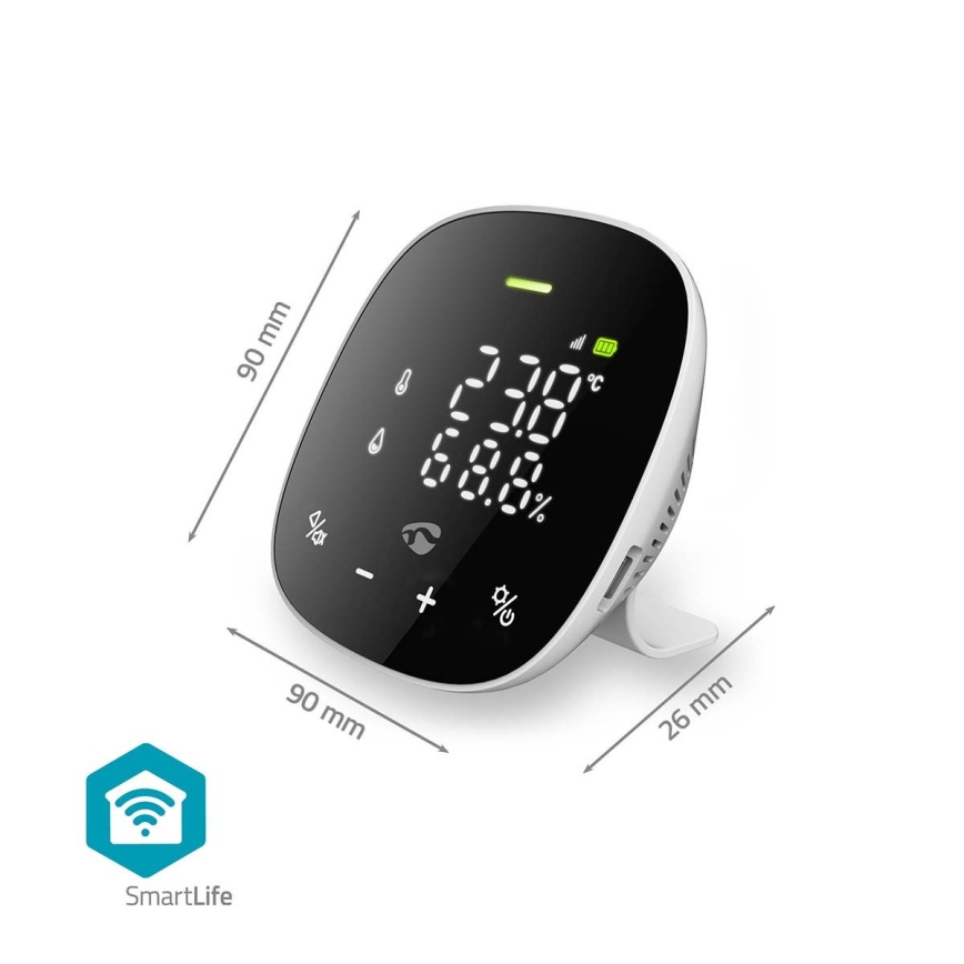 Smart air quality monitor with LED display SmartLife Wi-Fi