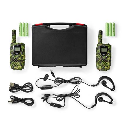 SET 2x Walkie-talkie with LED light 3xAAA range 8 km camouflage