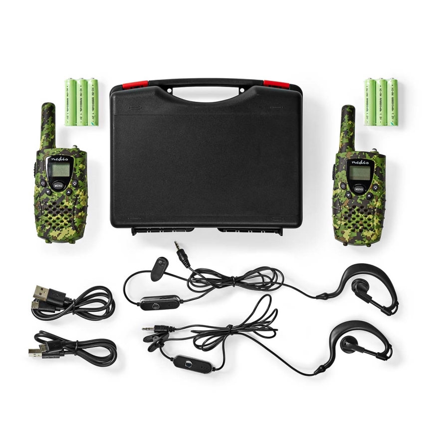 SET 2x Walkie-talkie with LED light 3xAAA range 8 km camouflage