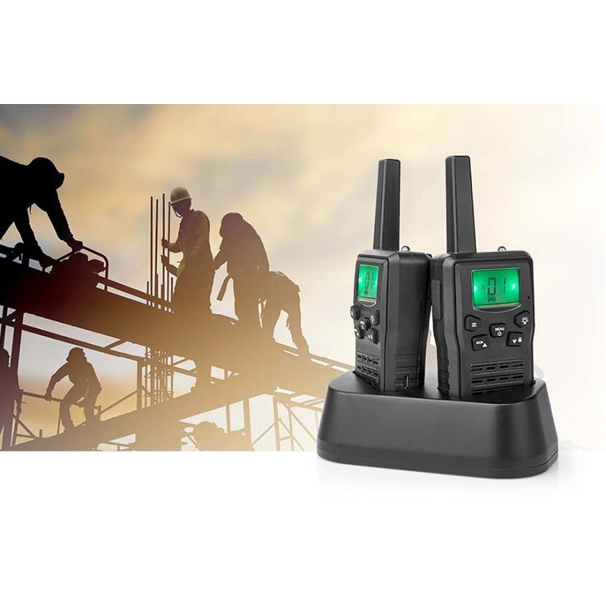 SET 2x Rechargeable walkie-talkie with LED light 1300 mAh range 10 km