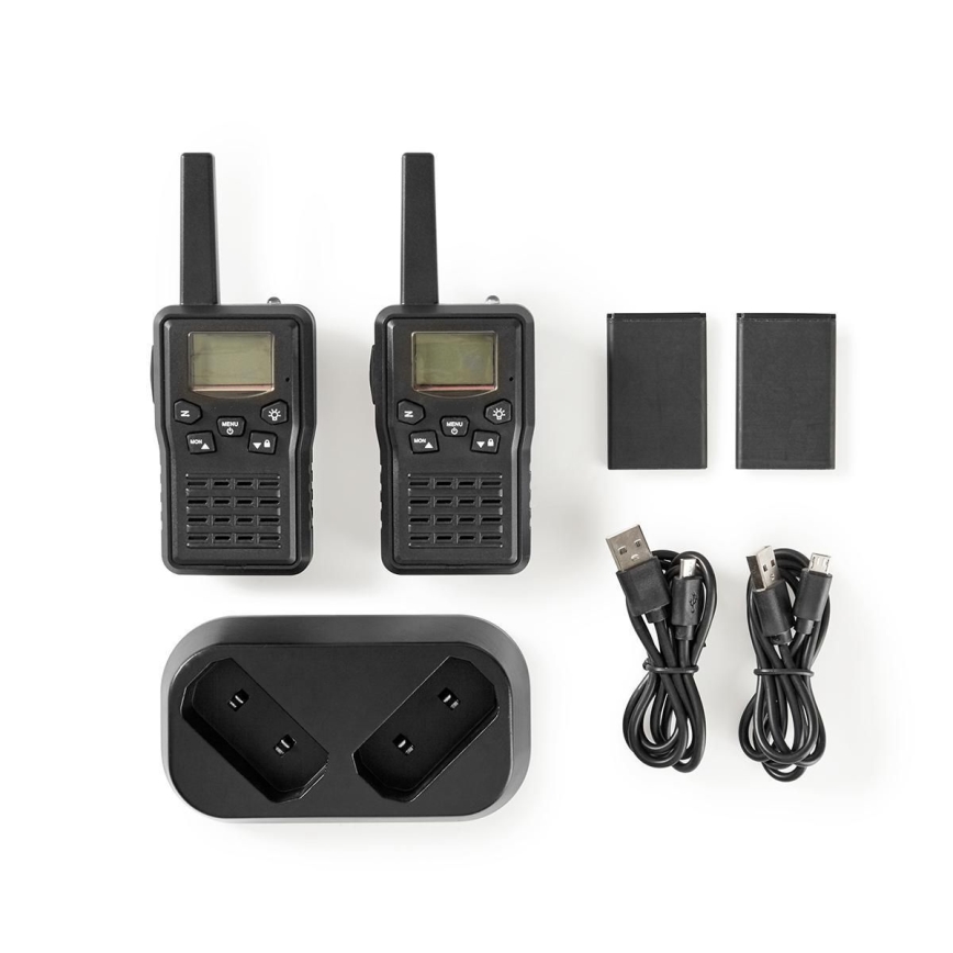 SET 2x Rechargeable walkie-talkie with LED light 1300 mAh range 10 km