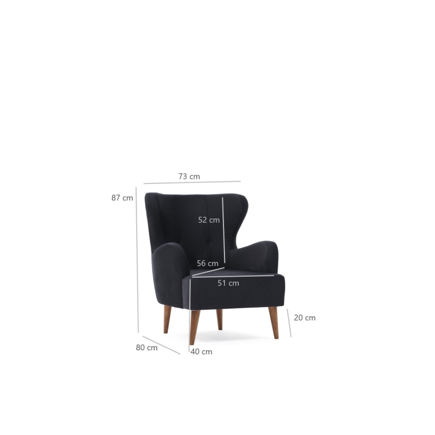 NEKO Anthracite Wingback Armchair