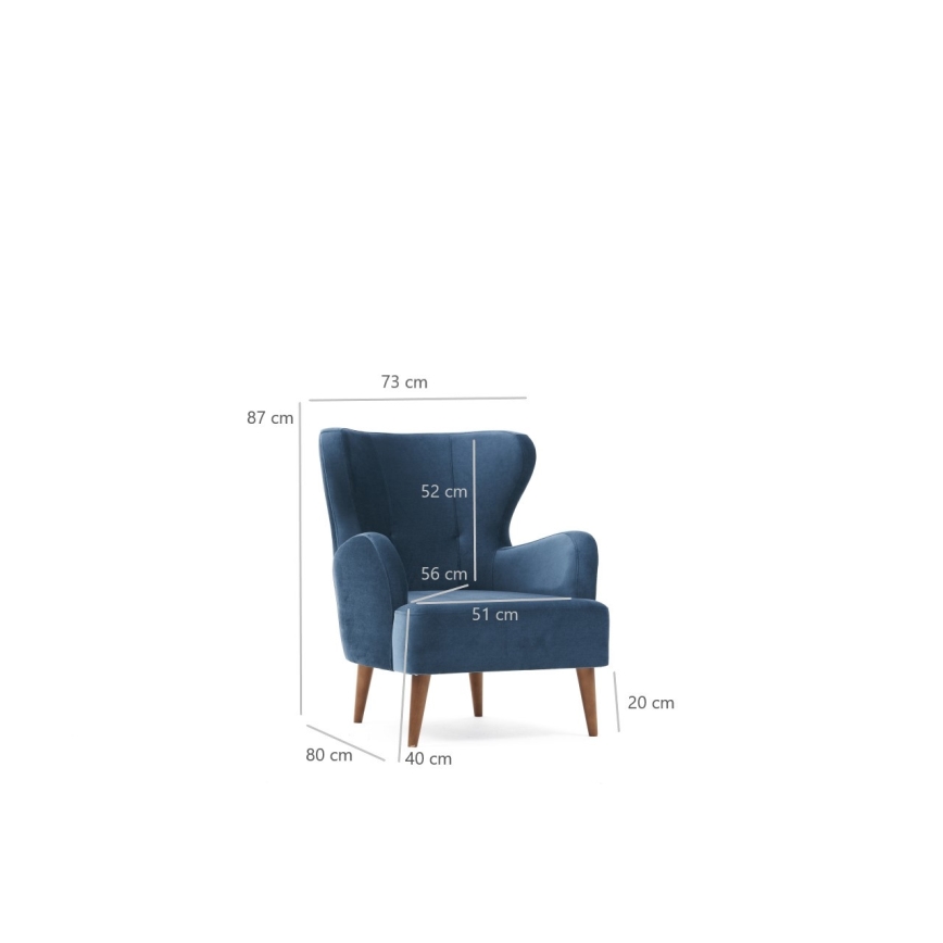 NEKO Blue Wingback Armchair