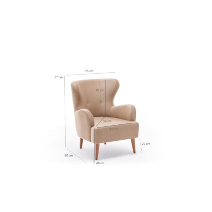 NEKO Wingback Armchair, Cream