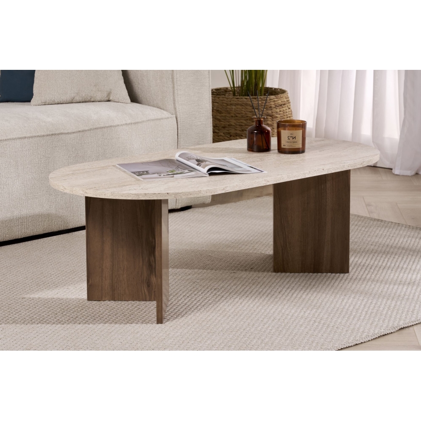 NEL Coffee Table 119x60 cm Beige/Walnut