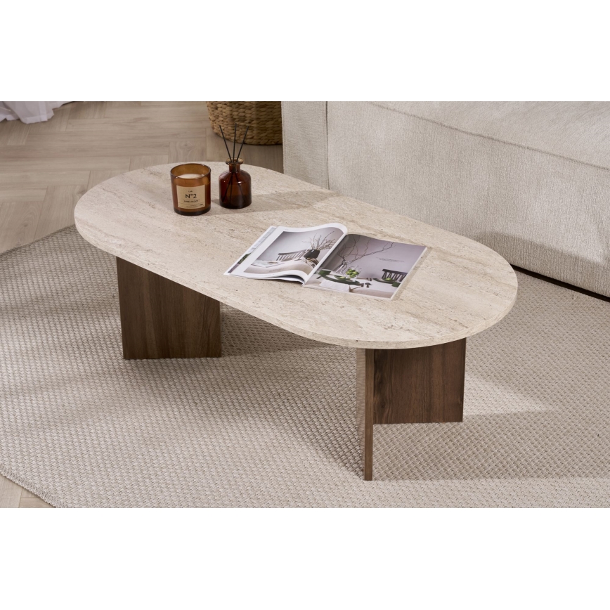 NEL Coffee Table 119x60 cm Beige/Walnut