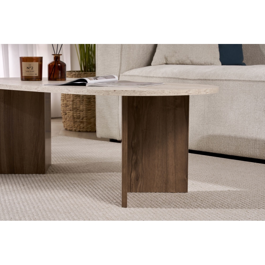 NEL Coffee Table 119x60 cm Beige/Walnut