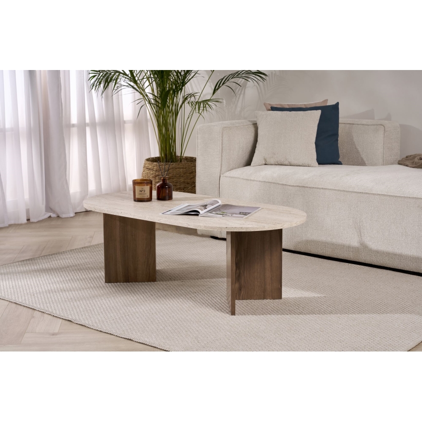 NEL Coffee Table 119x60 cm Beige/Walnut