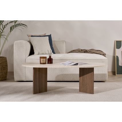 NEL Coffee Table 119x60 cm Beige/Walnut