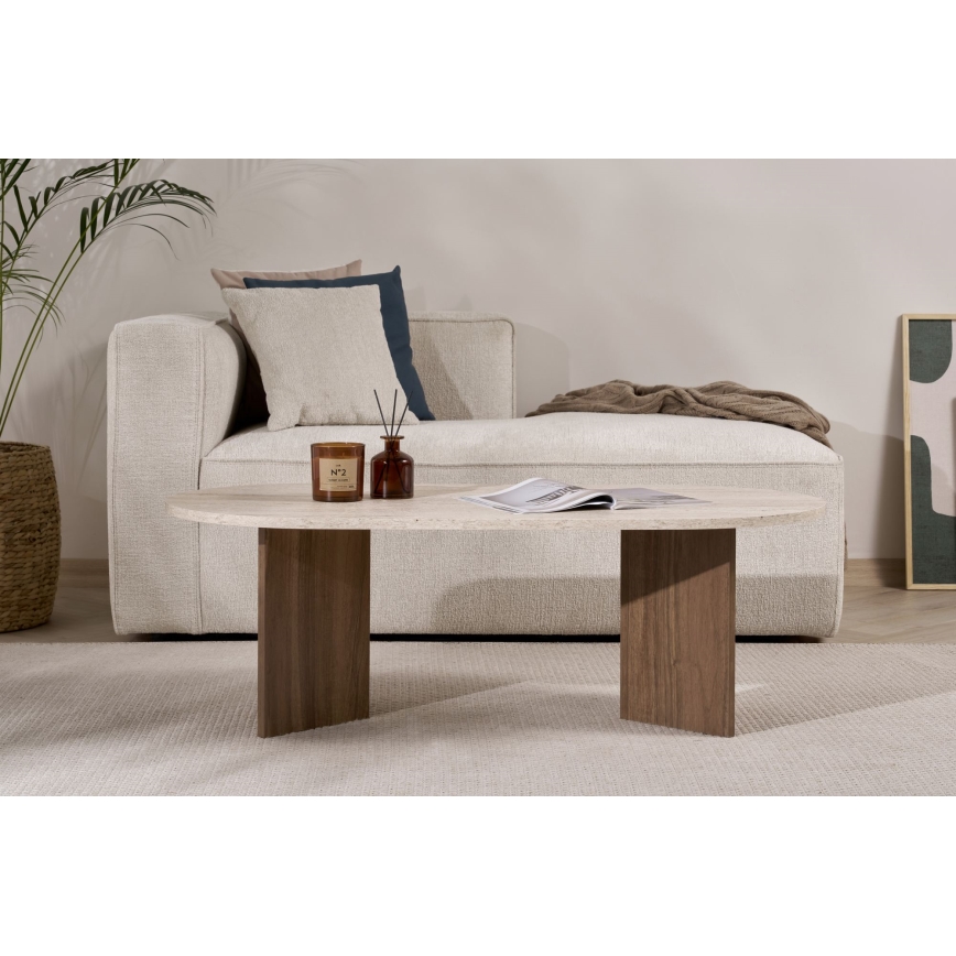 NEL Coffee Table 119x60 cm Beige/Walnut