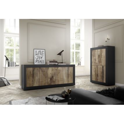 NERILA chest of drawers black/brown