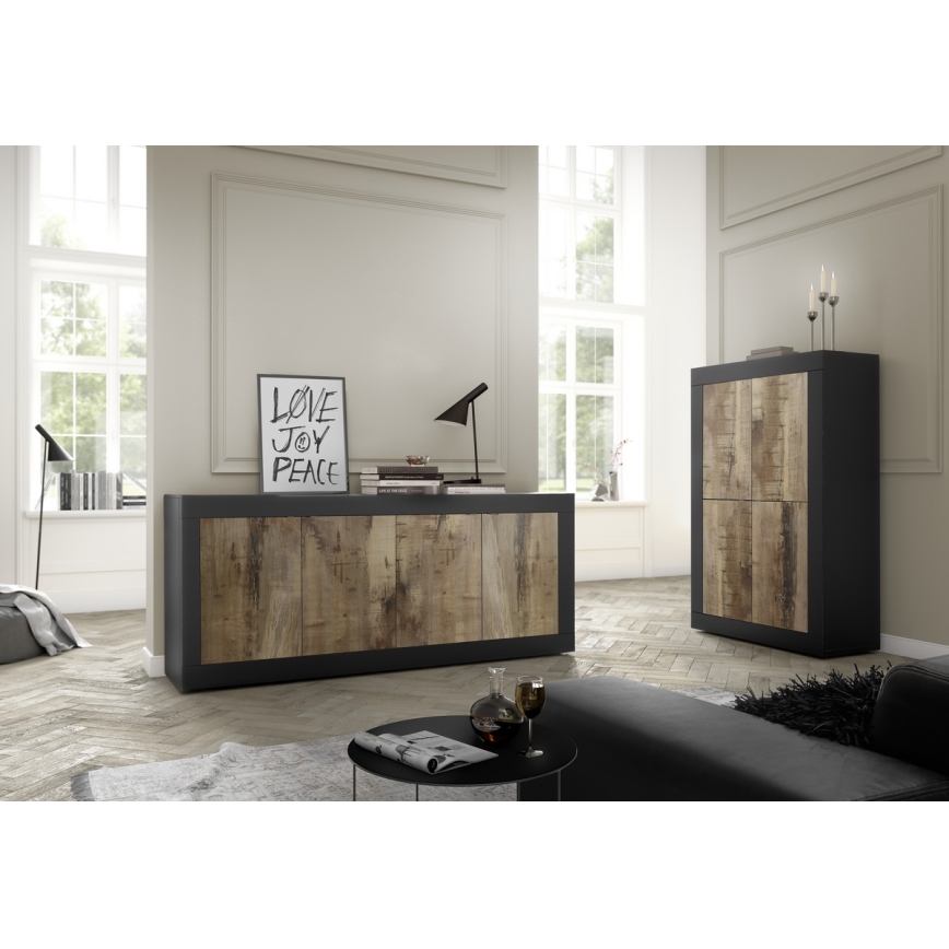 NERILA chest of drawers black/brown