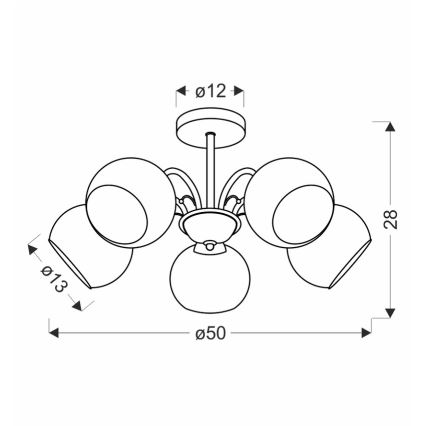 NESTOR 5xE27/40W/230V pendant light brass