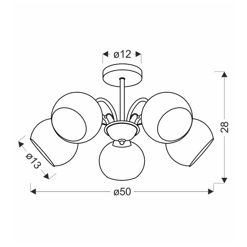 NESTOR 5xE27/40W/230V pendant light brass