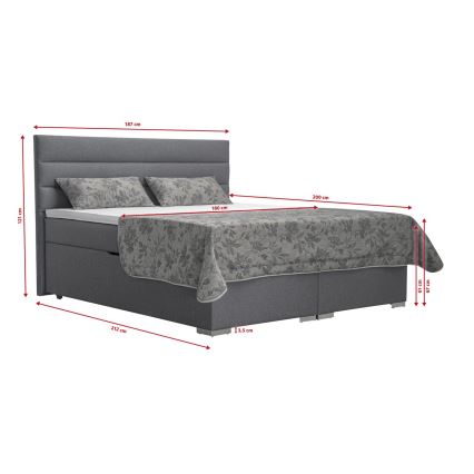 NEW BOLERO Upholstered Bed with Storage, Mattresses and Mattress Topper — 180×200 cm, Grey