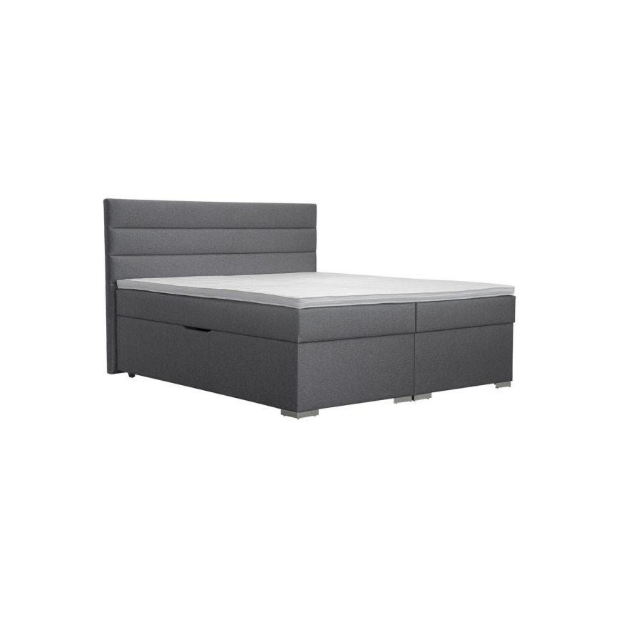 NEW BOLERO Upholstered Bed with Storage, Mattresses and Topper 180x200 cm grey