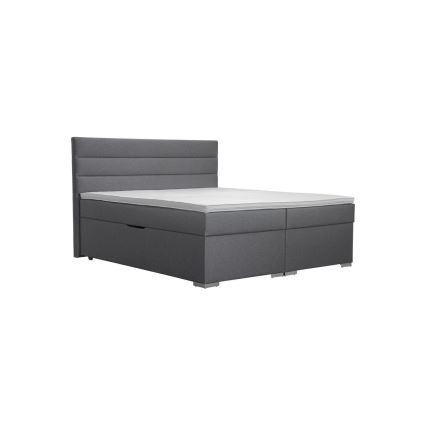 NEW BOLERO Upholstered bed with storage and mattresses with topper, 160x200 cm, gray