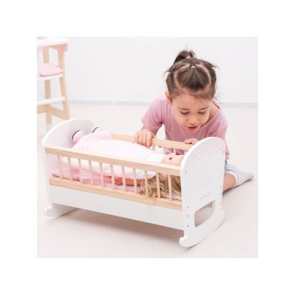 New Classic Toys - Wooden bed for dolls pink