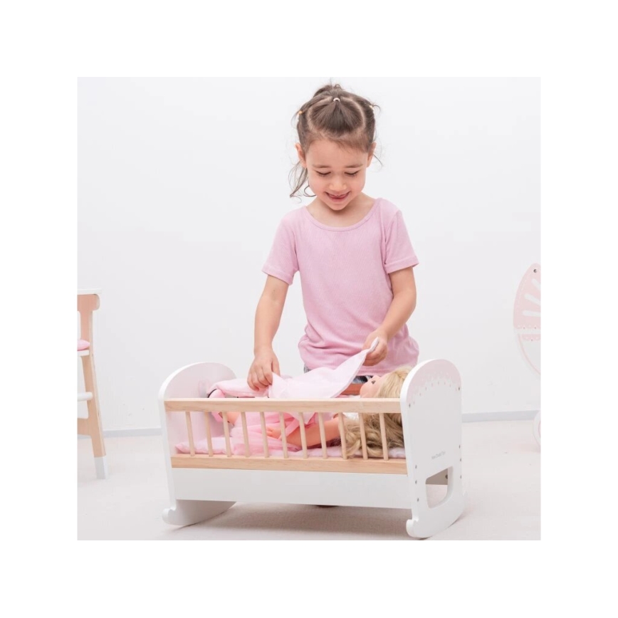 New Classic Toys - Wooden bed for dolls pink