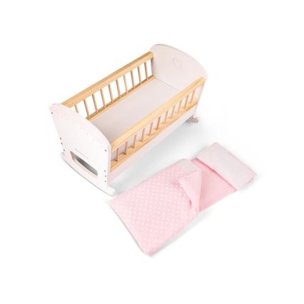 New Classic Toys - Wooden bed for dolls pink