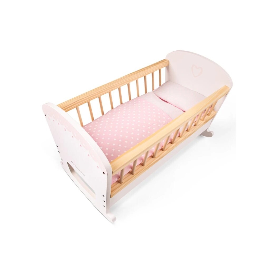 New Classic Toys - Wooden bed for dolls pink