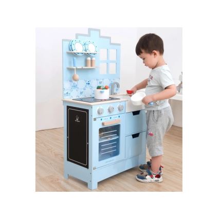 New Classic Toys - Wooden kitchen with accessories blue