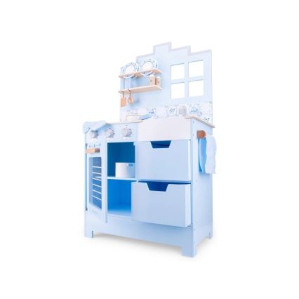 New Classic Toys - Wooden kitchen with accessories blue