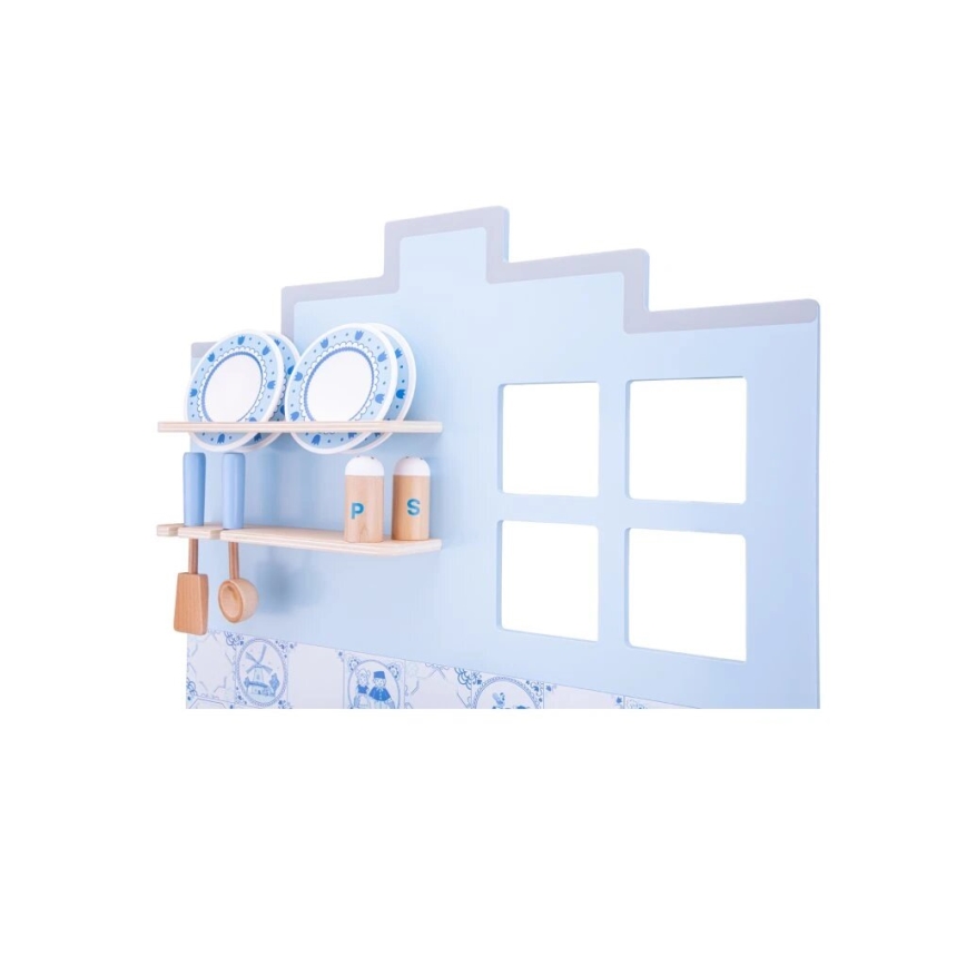 New Classic Toys - Wooden kitchen with accessories blue