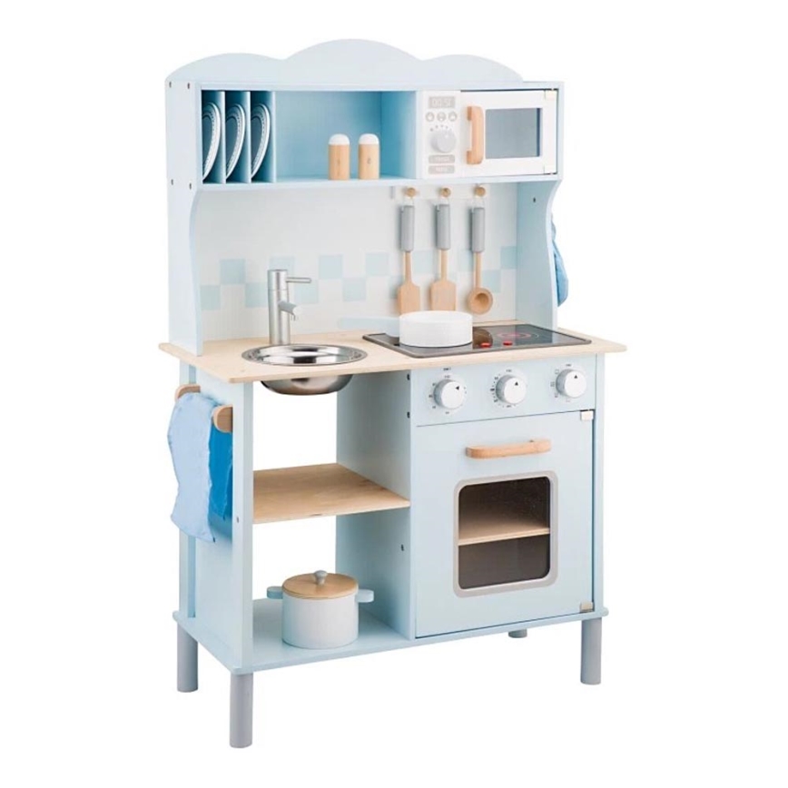 New Classic Toys - Wooden kitchen with accessories light blue