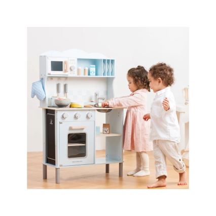New Classic Toys - Wooden kitchen with accessories light blue