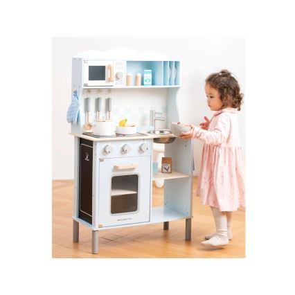 New Classic Toys - Wooden kitchen with accessories light blue