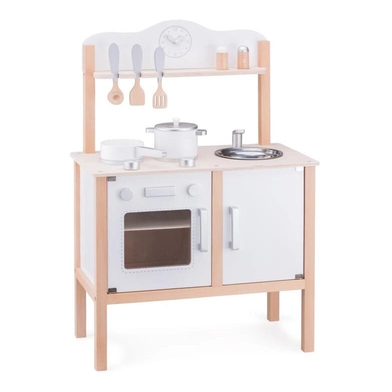 New Classic Toys - Wooden kitchen with accessories white/beige
