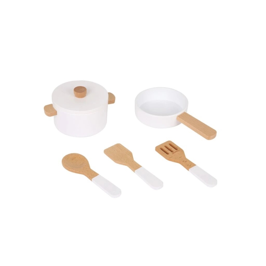 New Classic Toys - Wooden kitchen with accessories white/marble decor