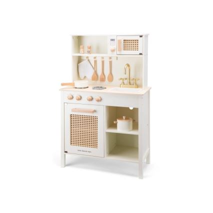 New Classic Toys - Wooden kitchen with accessories white/rattan
