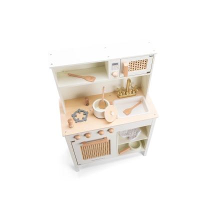 New Classic Toys - Wooden kitchen with accessories white/rattan