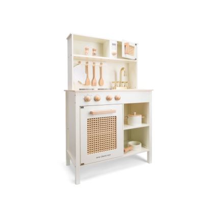 New Classic Toys - Wooden kitchen with accessories white/rattan