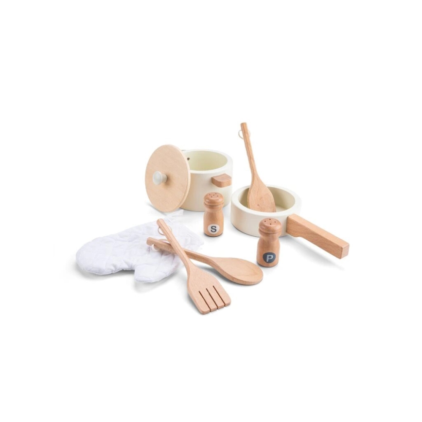 New Classic Toys - Wooden kitchen with accessories white/rattan