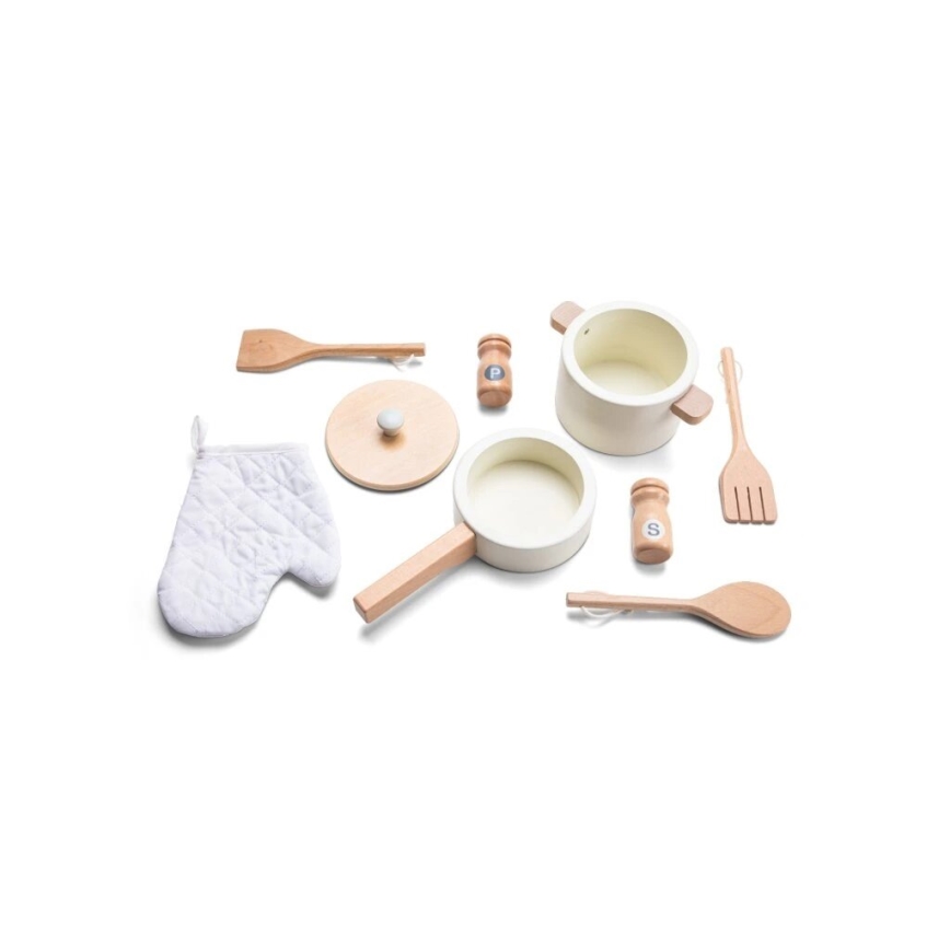 New Classic Toys - Wooden kitchen with accessories white/rattan