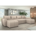 NEWPORT Upholstered Reversible U-Shaped Sectional Sofa Bed, Beige