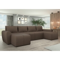 NEWPORT Upholstered Reversible U-Shaped Sofa Bed, Brown