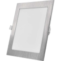 NEXXO 18W LED recessed ceiling light, 230V — selectable 3000/3500/4000K (warm to cool white), silver, 22.5 x 22.5 cm