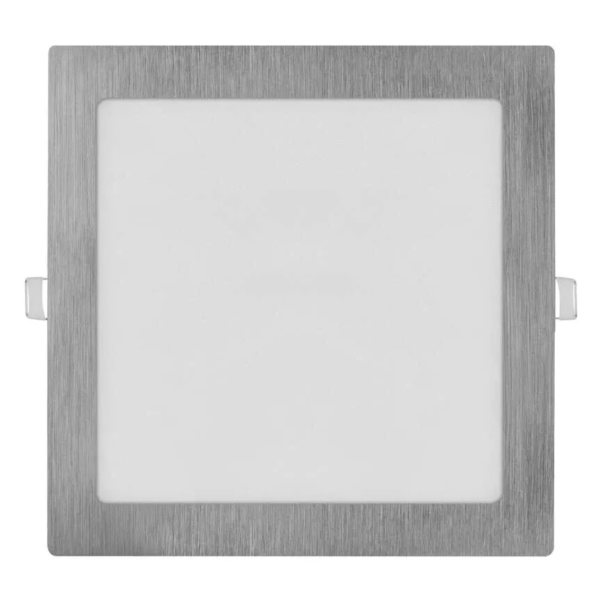 NEXXO 18W LED recessed ceiling light, 230V — selectable 3000/3500/4000K (warm to cool white), silver, 22.5 x 22.5 cm