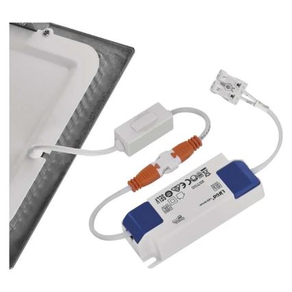 NEXXO 18W LED recessed ceiling light, 230V — selectable 3000/3500/4000K (warm to cool white), silver, 22.5 x 22.5 cm