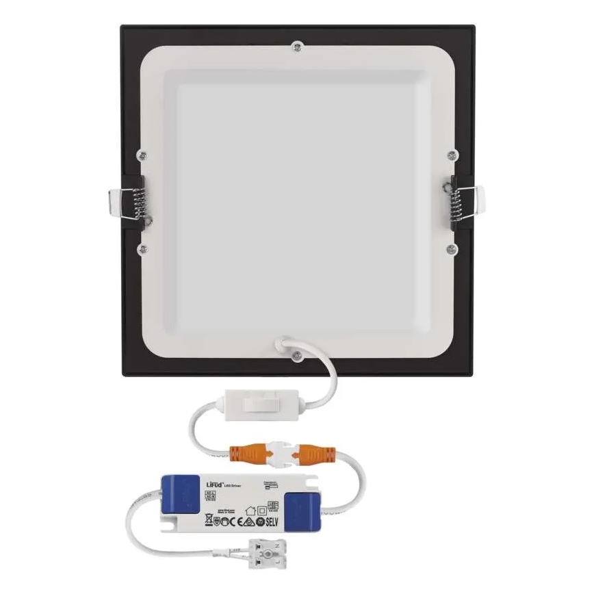 NEXXO LED Recessed Ceiling Light 18W/230V 3000/3500/4000K Black 22.5 x 22.5 cm