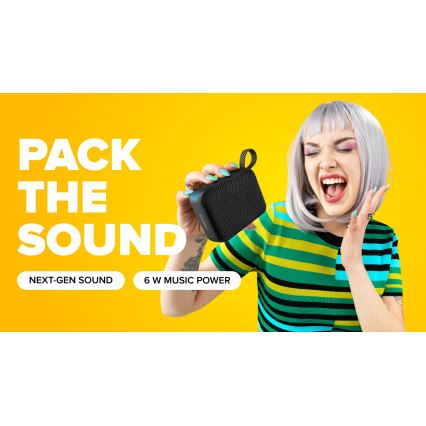 Niceboy Atom 4 - LED Wireless speaker with a microphone 6W/1000 mAh IP67 black