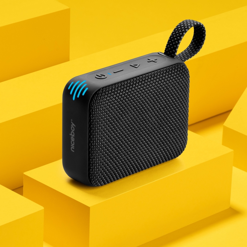 Niceboy Atom 4 - LED Wireless speaker with a microphone 6W/1000 mAh IP67 black